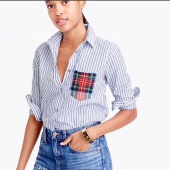 J. Crew Tops - J.Crew Stripe Button Down Stripe Shirt Size M